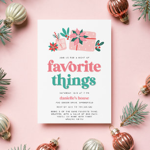 Colourful Retro Pink Holiday Favourite Things Part Invitation