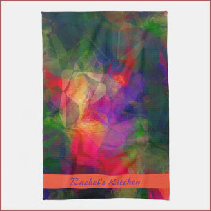 Colourful Retro Pink Red and Green Tea Towel