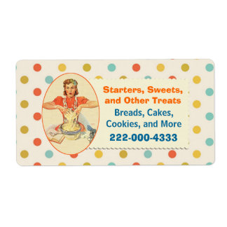 Colourful Retro Polka Dot Bakery Label
