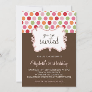 Colourful Retro Polka Dots Birthday Invitation
