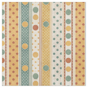 Colourful Retro Polka Dots & Stripes Pattern Desig Fabric
