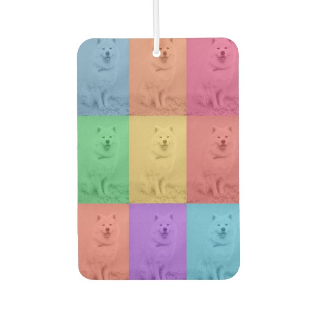 Colourful Retro Pop Art Custom Dog Pet Photo Grid Car Air Freshener (Front)