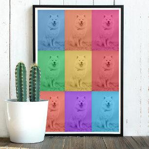 Colourful Retro Pop Art Custom Dog Pet Photo Grid Poster