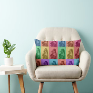 Colourful Retro Pop Art Modern Custom Photo Grid Lumbar Cushion