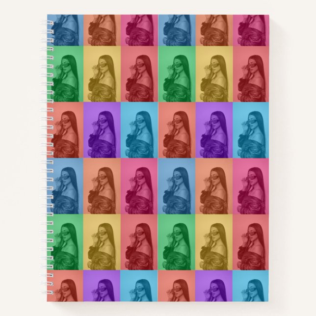 Colourful Retro Pop Art Modern Custom Photo Grid Notebook (Front)