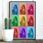 Colourful Retro Pop Art Modern Custom Photo Grid Poster<br><div class="desc">A colourful retro yet modern pop art design featuring a custom photo grid. Simply customise your own photo to create your own unique art. An ideal design for home decor,  personalised gifts and unique favours.</div>