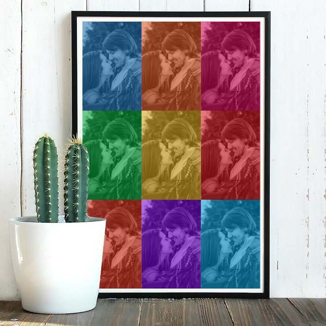 Colourful Retro Pop Art Wedding Custom Photo Grid Poster (Colorful Retro Pop Art Wedding Custom Photo Grid Poster)