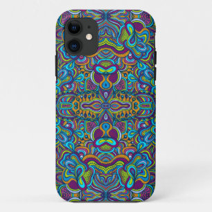 Colourful Retro Psychedelic Abstract Swirls 2 iPhone 11 Case