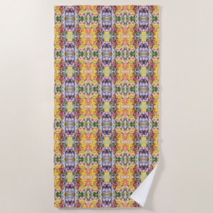 Colourful Retro Psychedelic Kaleidoscope Abstract Beach Towel