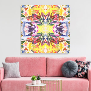 Colourful Retro Psychedelic Kaleidoscope Abstract Canvas Print
