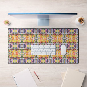Colourful Retro Psychedelic Kaleidoscope Abstract Desk Mat