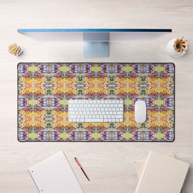 Colourful Retro Psychedelic Kaleidoscope Abstract Desk Mat (Office 1)