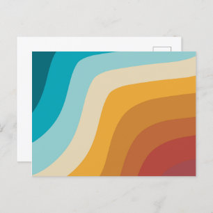 Colourful Retro Rainbow Abstract Waves  Holiday Postcard