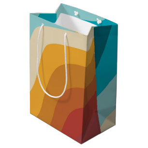 Colourful Retro Rainbow Abstract Waves Medium Gift Bag