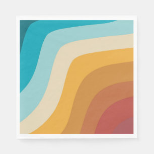Colourful Retro Rainbow Abstract Waves  Napkin