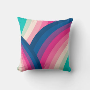 Colourful Retro Rainbow Circles Pattern   Cushion