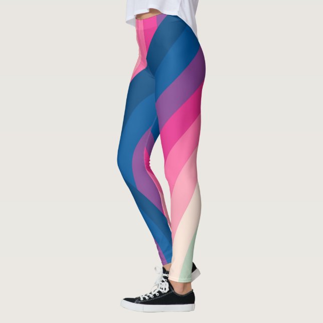Colourful Retro Rainbow Circles Pattern | Leggings (Left)
