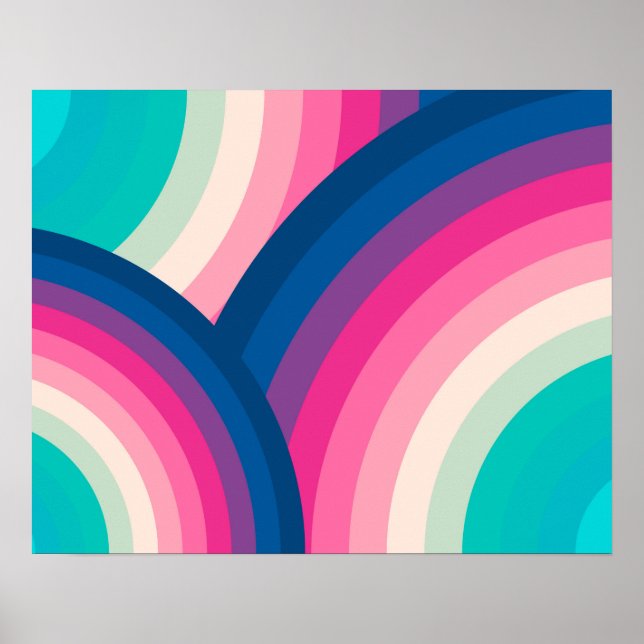 Colourful Retro Rainbow Circles Pattern | Poster (Front)