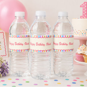 Colourful Retro Rainbow Colours Water Label