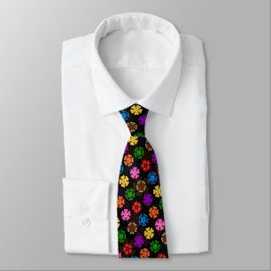 Colourful Retro Rainbow Flowers Design Black Tie