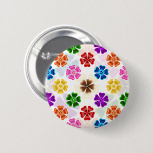 Colourful Retro Rainbow Flowers Design White 6 Cm Round Badge