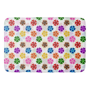 Colourful Retro Rainbow Flowers Design White Bath Mat
