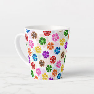 Colourful Retro Rainbow Flowers Design White Latte Mug
