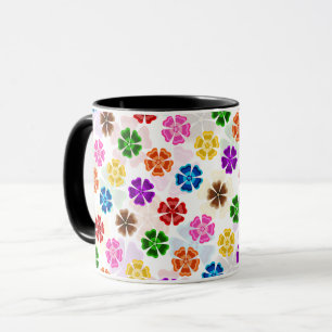 Colourful Retro Rainbow Flowers Design White Mug