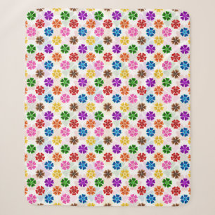 Colourful Retro Rainbow Flowers Design White Sherpa Blanket