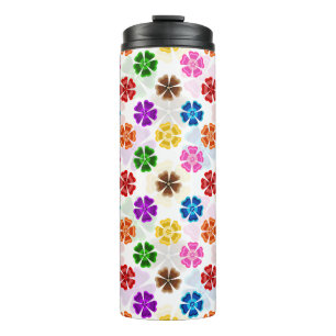 Colourful Retro Rainbow Flowers Design White  Thermal Tumbler