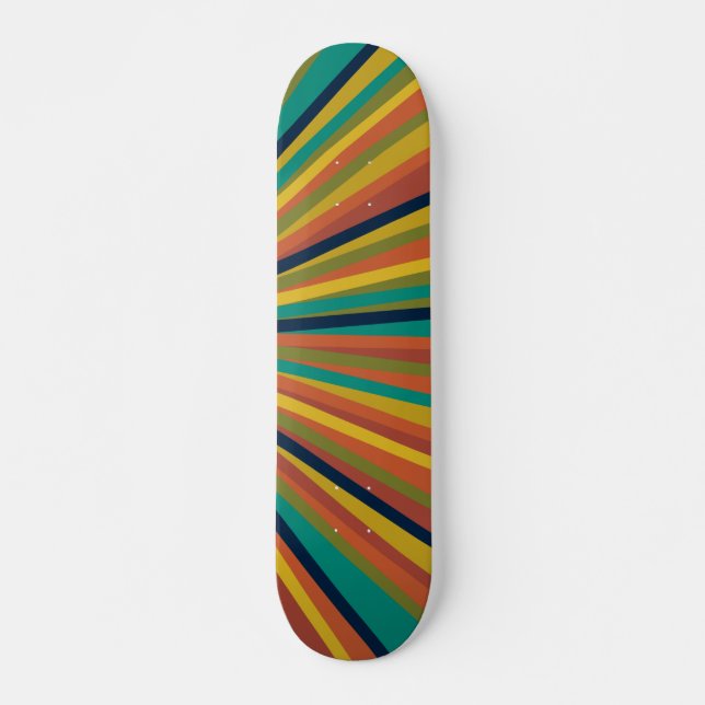 Colourful Retro Rainbow Stripe Pattern Skateboard (Front)