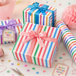 Colourful Retro Rainbow Stripes Wrapping Paper