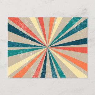 Colourful Retro Rainbow Sunburst Holiday Postcard