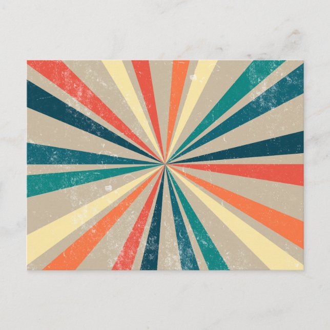 Colourful Retro Rainbow Sunburst Holiday Postcard (Front)