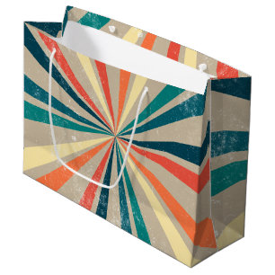 Colourful Retro Rainbow Sunburst Large Gift Bag