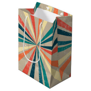 Colourful Retro Rainbow Sunburst Medium Gift Bag