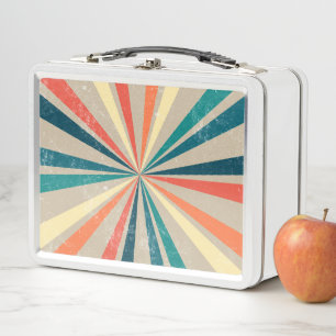 Colourful Retro Rainbow Sunburst Metal Lunch Box
