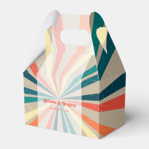 Colourful Retro Rainbow Sunburst Wedding Favour Box