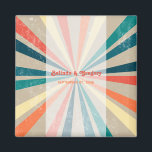 Colourful Retro Rainbow Sunburst Wedding Magnet<br><div class="desc">A beautiful 70's inspired colourful retro rainbow sunburst design. A minimalist vintage look wedding favour with groovy patterns and retro colour palette for anyone who loves stripe patterns,  retro colour palette distressed designs etc. Matching wedding invitations and other stationery items are also available.</div>