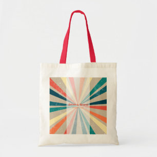 Colourful Retro Rainbow Sunburst Wedding Tote Bag