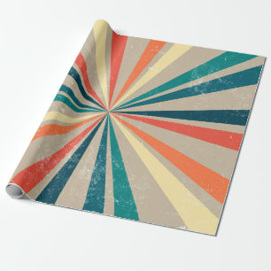 Colourful Retro Rainbow Sunburst Wrapping Paper