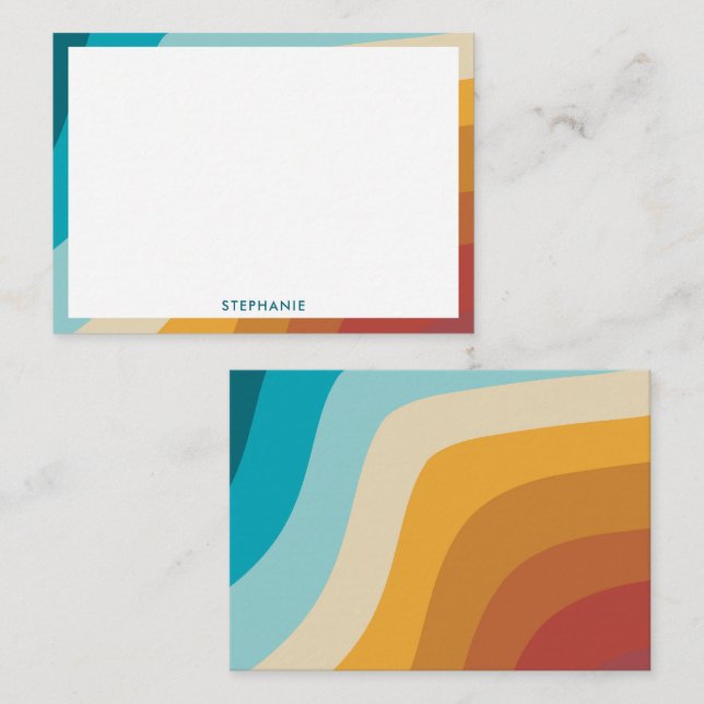 Colourful Retro Rainbow Waves Personalised  Card (Front/Back)