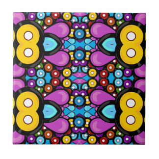 Colourful Retro Record Kaleidoscope Abstract Art Tile