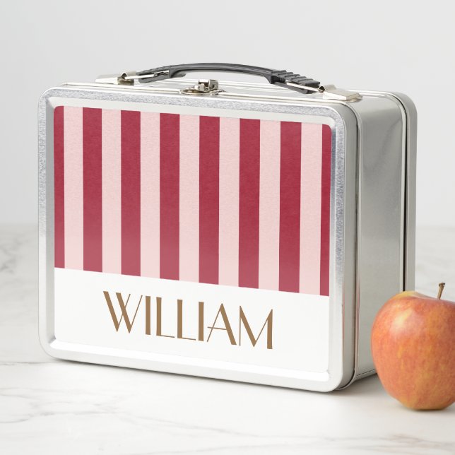 Colourful retro red Personalised gifts template  Metal Lunch Box (In Situ)