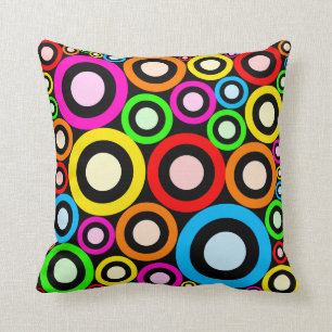 Colourful Retro Rings Wallpaper Cushion