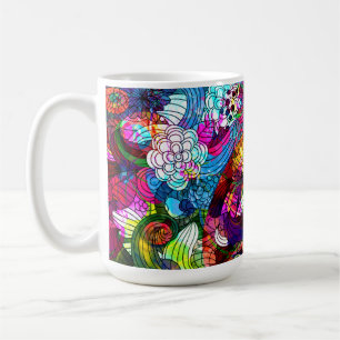 Colourful Retro Romantic Floral Collage Coffee Mug