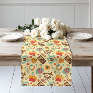 Colourful Retro Runner Groovy Pastel Dining Joy