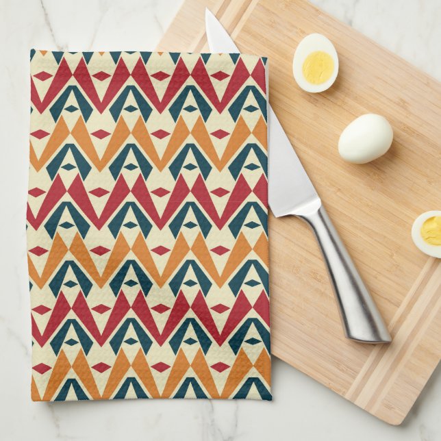 Colourful Retro Shapes Kitchen Towel (Quarter Fold)