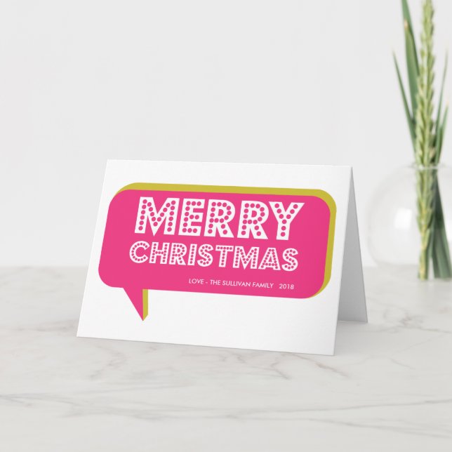 Colourful Retro Speech Bubble Merry Christmas Card (Front)