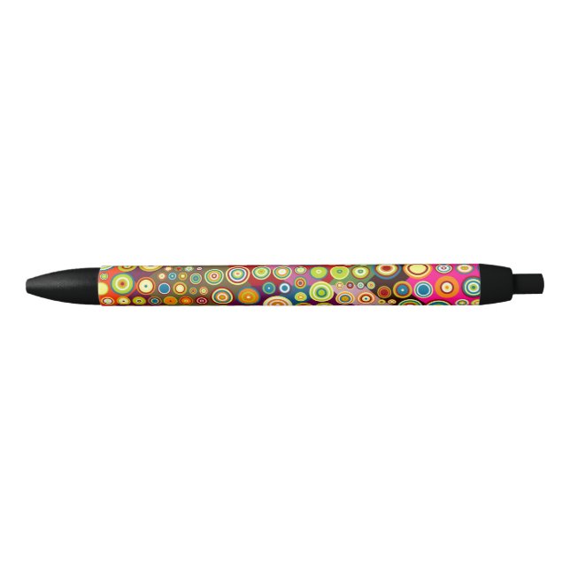 Colourful retro spots pattern I + your ideas Black Ink Pen (Front)